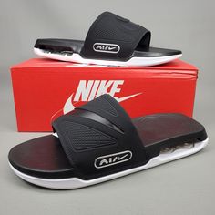 A new pair of Nike Air Max Cirro Slides - Sandals. 100% Authentic Nike Size: US Mens 13 Style Code: DC1460-400 Color: Black, Silver and White Ships FAST and FREE with USPS Priority Mail Ask as many questions as you like Thank you for looking! Slippers 2023, Nike Slippers, Nike Slides, Luxury Clothes, Summer Slippers, Slides Sandals, Sandals Black, Luxury Outfits, White Silver