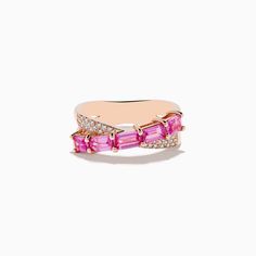 Effy 14K Rose Gold Pink Sapphire and Diamond Crossover Ring Pink And Blue Sapphire Ring, Extravagant Dresses, Raspberry Wine, Diamond Crossover Ring, Pink Sapphire Diamond Ring, Crossover Diamond Ring, Crossover Ring, Pink Sapphire Ring, Rose Gold Pink