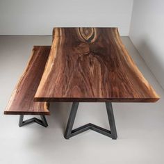 bookmatch live edge walnut table and bench Live Edge Tables, Hardwood Table, Conference Room Tables, Live Edge Dining Table, Big Table, Table Extension, Black Ash, Counter Height Table, Walnut Table