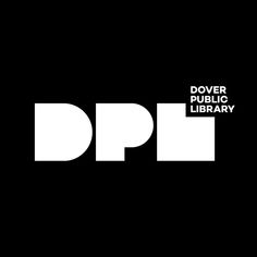 a black and white logo with the words dover public library on it's side