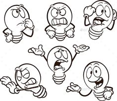 cartoon character set with different expressions