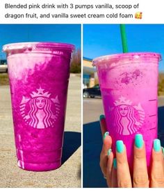 a pink starbucks drink with sprinkles on it