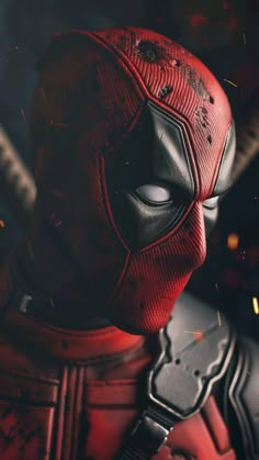 a deadpool character wearing a red mask