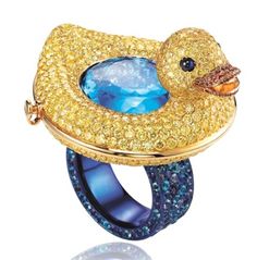 funny ring Duck Ring, Chopard Ring, Orange Sapphire, Rubber Ducky, Bird Jewelry, Mellow Yellow, Yellow Diamond, Animal Jewelry, High Jewelry