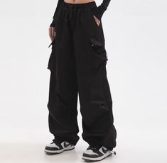 Product information: Fabric name: acrylic Style: Vintage/Casual/Preppy/Y2K Waist type: high waist Size: S.M.L.XL.2XL.3XL Applicable Gender: Female Pants type: Wide LegSize information: Puffy Cargo Pants, 90s Grunge Style, Parachute Cargo Pants, Female Pants, Parachute Cargo, 90s Fashion Grunge, Skirt And Sneakers, Y2k Shorts, Y2k Baby Tee