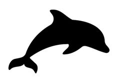 a black and white silhouette of a dolphin