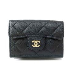 Chanel Small Flap Wallet Trifold Wallet Black Luxury Compact Trifold Wallet, Luxury Bifold Coin Purse For Business, Luxury Compact Coin Purse For Business, Luxury Trifold Wallet For Evening, Luxury Evening Trifold Wallet, Black Clutch With Card Slots, Luxury Wallet On Chain With Card Slots, Luxury Rectangular Trifold Wallet For Daily Use, Luxury Compact Wallets For Daily Use