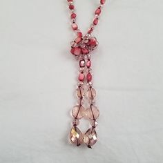 Tie Necklace, New And Beautiful Rose Colored Crystal Beads. Tie Necklace, Coral Necklace, Beautiful Rose, Rose Color, Color Crystal, Beautiful Roses, Orange Pink, Pink Orange, Crystal Beads