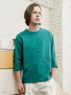 Composition : Cotton 100 %Color : GREENCountry of Origin : Republic of Korea Green Relaxed Fit T-shirt With Half Sleeves, Oversized Cotton Half Sleeve T-shirt, Oversized Half Sleeve Cotton T-shirt, Oversized Cotton Half-sleeve T-shirt, Green Half Sleeve Tops For Spring, Oversized Cotton Shirt With Half Sleeves, Casual Green 3/4 Sleeve Shirt, Casual Green Shirt With 3/4 Sleeves, Green 3/4 Sleeve Shirt For Spring