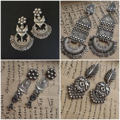 Handmade item (Earring) Materials:  Silver with Crystal Style: Traditional Description:-  Antique silver 925, Gemstone Engagement , Anniversary , Honeymoon, First Date for Women, Traditional Earring - Jhumki , Gift for Her Metal :- SOLID 925 sterling silver  ( Earrings are same as shown in the pictures. We have only one piece in this style and colour, hence you get what you see in the picture ) Package - Individual gift wrapped box How to care:- The sterling material itself is soft, this ring ba Silver Fusion Style Metal Earrings, Silver Fusion Earrings, Ornate Silver Earrings For Festive Occasions, Silver Fusion Drop Earrings, Elegant Silver Plug Earrings With Oxidized Finish, Traditional Black Sterling Silver Earrings, Fusion Style Silver Danglers With Oxidized Finish, Silver Fusion Danglers With Oxidized Finish, Nickel Free Silver Fusion Earrings