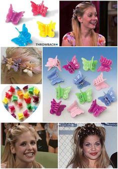 several pictures of different types of hair clips on a cell phone, with the caption's name below it