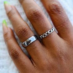 "Our \"Galaxy\" statement rings are unisex and give a bold look to anyone wearing them. These are hypoallergenic and anti-tarnish, made of stainless steel. Stack them up or wear them alone. Create a ring stack with the \"Marry Me\" Ring Stack https://www.etsy.com/listing/944903627 MATERIALS: All rings are pure stainless steel. CARE: Please keep your rings away from water, perfume, and body oils to maintain quality MEASUREMENT: Size 6, 7, or 8 US SHIPPING: We ship worldwide from Atlanta, Georgia. Our Galaxy, Galaxy Ring, Water Perfume, Body Oils, Stainless Steel Ring, Ring Stack, Statement Ring Silver, Steel Ring, Stainless Steel Rings