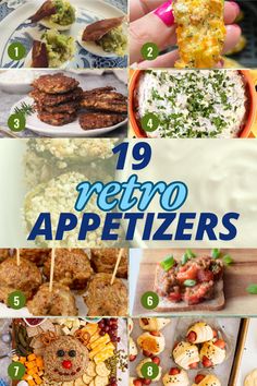 the top ten retro appetizers are displayed in this collage with text overlay