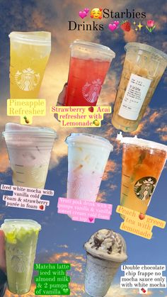 there are many different types of drinks on this page