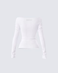 Sleek, chic, and effortless - this top is the perfect closet essential ✨ Constructed from soft stretch textured jersey, and complete with extra long sleeves and a raw edge for a sleek and subtle staple piece that's perfect for all occasions 🤍 Fine Knit Workwear Tops With Minimal Stretch, Fitted Textured Knit Tops For Work, Textured Knit Fitted Tops For Workwear, White Long Sleeve Versatile Knit Top, Versatile White Long Sleeve Knit Top, Chic Long Sleeve Ribbed Top, Spring Long Sleeve Top With Minimal Stretch, Chic Long Sleeve Tops With Ribbed Neckline, Chic Ribbed Long Sleeve Tops