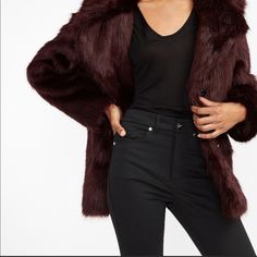 Product Details Description Luxurious, Cozy And Versatile, This Faux Fur Coat Promises To Be A Show-Stopping Last Layer Every Time. Throw It On Over Any Look For Instant Glam. Features & Fabric Oversized Notch Lapels; Two Button Front Long Sleeves Faux Fur; Hand Pockets Lined; Straight Hem Acrylic/Polyester Color: Merlot Edgy Professional, Purple Fur Coat, Patchwork Denim Jacket, Hot Pink Blazers, Edge Fashion, Best Blazer, Long Puffer Jacket, Floral Print Pants, Winter Closet