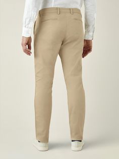 LUCA FALONI | LIGHTWEIGHT COTTON CHINOS | MADE IN ITALY Stretch Elastane Straight Leg Chinos, Stretch Elastane Chinos For Business Casual, Slim Fit Straight Chinos For Business Casual, Fitted Casual Chinos For Workwear, Spring Stretch Chinos With Welt Pockets, Fitted Cotton Bottoms For Business Casual, Beige Slim Fit Straight Leg Chinos, Beige Stretch Chinos With Straight Leg, Workwear Slim Fit Elastane Chinos