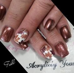 Fall🍂 Girly Cowgirl, Thanksgiving Nails Design Fall, Pumpkin Nail Designs, Sparkling Nails, Fall Leaves Nail Art, Fall Wedding Nails, Nails For Fall, Thanksgiving Nail Designs, Thanksgiving Nail