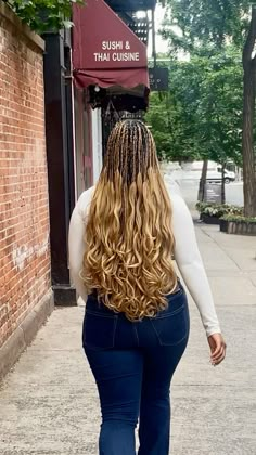 french curl braids, blonde french curl braid, protective style, knotless braids, black girl hair inspo, protective hair style inspo, blue jeans French Curly Braids, Handsome Black Boy, Style Knotless Braids, Black Boy Fashion, Style Knotless, Curls Ideas, Church Hairstyles, French Curl Braids