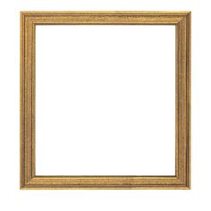 an empty gold frame on a white background