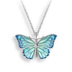 Crafted in sterling silver and vitreous enamel, this playful butterfly pendant adds a touch of whimsy to any outfit. It comes with an adjustable 18" chain and is rhodium plated for easy care. Suitable for all genders. Weight: 1.00. From the Nicole Barr collection. Silver Enamel Jewelry With Adjustable Chain, Nickel-free Butterfly Necklace, Sterling Silver Butterfly Necklace With Adjustable Chain, Vitreous Enamel, Butterfly Pendant, Silver Pendants, Rhodium Plated, Things To Come, Sterling Silver