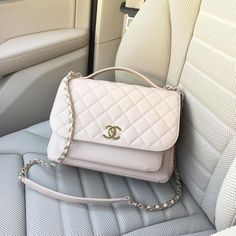 Chanel Business Affinity Bag, White Chanel Bag, Pink Chanel