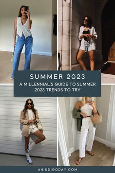 Get ready for summer 2023, millennials! :tada: Discover the latest trends on crochet wonders, fabulous matching sets, and breezy linen trousers with our ultimate style guide. Be the trendsetter of your group and bring some serious style game this summer. :sunny::briefcase::dress: Latest Summer Trends Outfits 2023, Jacket Without Sleeves, Millennial Outfit, Summer Style Ideas, Summer Trends Outfits, Crochet Summer Tops, Get Ready For Summer, Slip Skirt, Loose Outfit