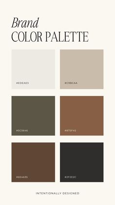 the brand color palette for interior and exterior paint colors, including brown, beige, black,