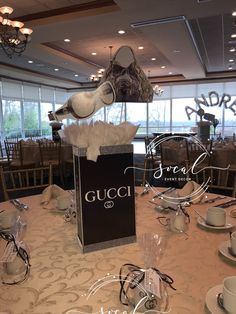 a table set up for a wedding reception