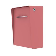 a pink paper dispenser on a white background