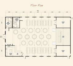 the floor plan for an event venue with tables and chairs, seating area, and bar