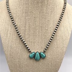 Gray Beaded Necklace Measures 18” With An Additional 2.5” Extender Faux Turquoise Pendant Nwt Same Day / Next Day Shipping 5 Seller Western Necklace Choker Southwestern Turquoise Howlite Gray Pearls Artisan Cowboy Cowgirl Rodeo Yellowstone Wrangler Jewelry Squash Blossom Western Grunge Jewelry, Navajo Pearls And Turquoise Necklace, Western Jewelry Necklace Turquoise, Teal Jewelry Western, Tourqouis Jewelry, Squash Blossom Necklace Outfit, Cowgirl Jewelry Rodeo, Jewelry Goals