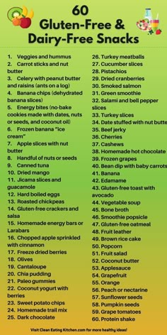 Dairy Free Snacks, Dairy Free Diet, Makanan Diet, Dairy Free Gluten Free, Gluten Free Foods, Gluten Free Dairy Free Recipes