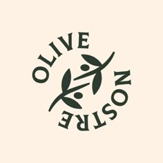 olive logo with the word olive on it and an olive branch in the middle, surrounded by leaves