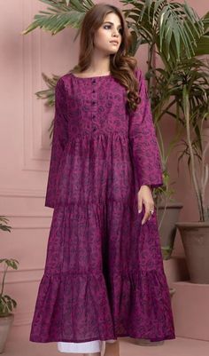 Floral Print Frock Designs For Women, Lawn Long Frock Design 2023, Long Short Frock Design, Printed Lawn Long Frock Design, Printed Frock Designs Style, Frocks Design For Girls Pakistani