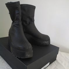 Black Vic Matie Stivale Davidson Ankle Boots. Stretchy Black Faux Leather With Wedge. Size 38. Small Nick On Each Toe. Otherwise, Minimal Signs Of Wear. Wedge Ankle Boots, Black Faux Leather, Bootie Boots, Ankle Boots, Wedges, Faux Leather, Women Shoes, Boots, Women Shopping