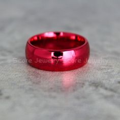 8mm Red Tungsten Ring Red Wedding Band Red Ring Red Wedding Ring Red Wedding Band, Red Tungsten Ring, Pink Wedding Band, Wedding Bands His And Hers, Mickey Mouse Ring, Engagement Ring Sets, Red Rings, Red Ring, Tungsten Carbide Wedding Bands