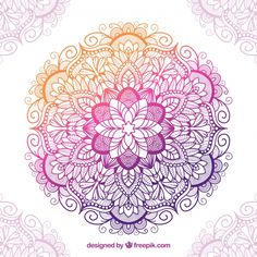 an ornate design with the word peace in pink, orange and purple on white background