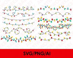 christmas lights and garlands svg / png