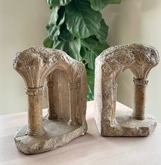 Column Bookends - Set of 2 - Sootheandsage.com Unique Bookends Door, Unique Bookends 1stdibs, Arch Shelf Anthropologie, Elvish Decor Home, Rivendell Home Decor, Bookends Fairy, Bridgerton Interior Design, Hobbit Home Aesthetic, Secret Storage Ideas