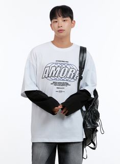 Product Detail Style : Street, Acubi Occasion : Back to school Type : Men, TShirts Print : Graphic Material : Cotton Sleeve : Long sleeve Neck : Round neck Fit : Oversize fit Cotton100 Color : White, Dark gray, Black Made in Korea Model Size Model is wearing size M/L and the color White. Height : 5'9" | 176cm / Top : M / Bottom : L (30 inch) .prddescription table, .prddescription td, .prddescription th { border : 1px solid black; border-collapse : collapse; padding: 10px; } Size(Inch) Size Shoul Black Crew Neck T-shirt College Style, White Long Sleeve College Style T-shirt, Black College Sweatshirt With Graphic Print, Black College Style Sweatshirt With Graphic Print, Urban Letter Print T-shirt For Fall, Oversized Crew Neck College Style T-shirt, Black Short Sleeve Sweatshirt With Graphic Print, Sporty Long Sleeve T-shirt With Graphic Design, Black Short Sleeve Sweatshirt For Streetwear