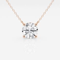 3 ctw Round Lab Grown Diamond Solitaire Pendant 14K Rose Gold FG, VS2+ Rose Gild, Carbon Capture, Round Diamond Pendant, Womens Best, Diamond Solitaire Pendant, Solitaire Diamond Pendant, Wedding Hair Jewelry, High Jewelry Ring, Radiant Engagement Rings