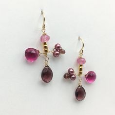 Pink Drop Earrings With Natural Stones, Pink Natural Stones Drop Earrings, Pink Natural Stone Drop Earrings, Pink Tourmaline Dangle Jewelry, Pink Stone Earrings Gift, Pink Stone Earrings For Gift, Elegant Pink Earrings With Stones, Pink Teardrop Gemstone Accented Jewelry, Pink Teardrop Gemstone Accent Jewelry