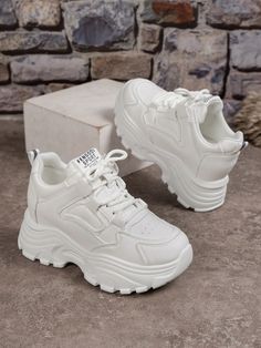 Women's Platform Thick Soled Casual Sneakers, Simple & Stylish Chunky Sneakers White     Letter    Women Shoes, size features are:Bust: ,Length: ,Sleeve Length: Clean White Leather Shoes, Girly Shoes Sneakers, Chunky Platform Sneakers, Preppy Shoes, Fashion Shoes Heels, Cute Sneakers, Girly Shoes, Nike Shoes Women, Wedge Sneakers