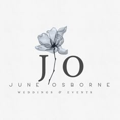 the logo for june osborne wedding and events, with a flower on it