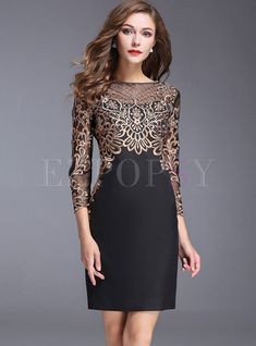 Shop for high quality Sexy Lace Embroidered Bodycon Dress online at cheap prices and discover fashion at Ezpopsy.com Gaun Koktail, Bodycon Dress Online, Embroidered Lace Dress, Embroidery Dress, Lace Maxi Dress, Gold Dress, Bride Dresses, Mother Of The Groom