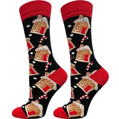 Gingerbread Houses Women's Crew Socks Black 4th Grade Christmas, Socks Exchange, Socks For Christmas, Valentines Socks, Sock Collection, Halloween Socks, Under The Christmas Tree, Unique Socks, Holiday Socks