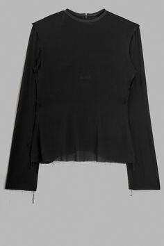 Silk shirt with raw-edge finish and long sleeves. 95% Silk 5% Georgette Stretch. Fitted Long Sleeve Silk Shirt, Black Silk Long Sleeve Top, Black Silk Collared Shirt, Gold Silk Long Sleeve Shirt, Black Long Sleeve Stretch T-shirt, Silk T Shirt, Tailor Shop, Short Jumpsuit, Pant Shirt