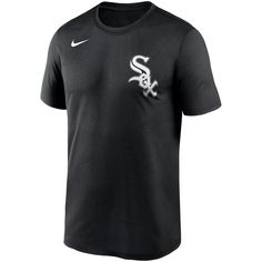 Prove that you're a loyal Chicago White Sox supporter at heart by wearing this Wordmark Legend T-shirt from Nike. It features the Chicago White Sox wordmark logo and a comfortable fit that makes it a perfect choice for any casual occasion. Nobody will doubt your loyalty when you put on this distinctive tee! Brand: Nike Tagless Collar Screen print graphics Officially licensed Nike Dry fabrics move sweat from your skin for quicker evaporation  helping you stay dry, comfortable and focused on the t Black Chicago, Nike Crew Neck, Word Mark Logo, Fabric Technology, White Sock, Fashion Socks, Chicago White Sox, Nike Shirts, Athletic Fits