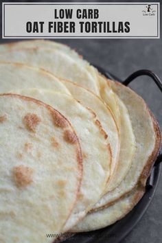 low carb tortillas in a cast iron skillet with text overlay